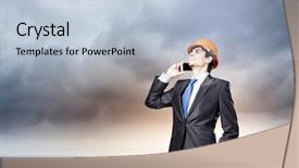  Presentation with young - Presentation design featuring civil project report - young man engineer in helmet background and a lemonade colored foreground