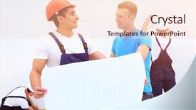  Presentation with foreman - PPT theme consisting of civil projects - foreman and architect discussing construction background and a lemonade colored foreground