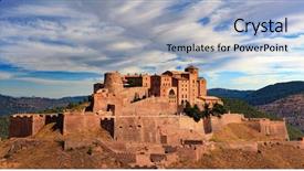  Presentation with castle - Audience pleasing presentation theme consisting of civil protection - castle of cardona catalonia spain backdrop and a light blue colored foreground