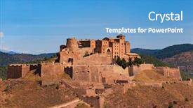  Presentation with romania history hunyad castle - PPT layouts with civil protection - castle of cardona catalonia spain background and a teal colored foreground
