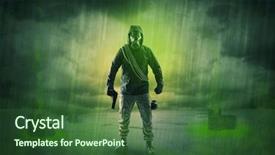  Presentation with abandoned - Audience pleasing slide set consisting of civil protection - masked unrecognizable guard backdrop and a ocean colored foreground