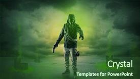  Presentation with corrections officer prison guard 3d - Cool new theme with civil protection - masked unrecognizable guard backdrop and a forest green colored foreground