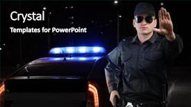  Presentation with automated car wash - Theme with civil protection - policeman near car outdoors background and a black colored foreground