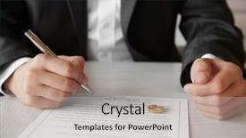  Presentation with marriage - Slides enhanced with civil register - man signing marriage contract closeup background and a light gray colored foreground