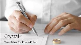  Presentation with marriage - Colorful PPT theme enhanced with civil register - man signing marriage contract closeup backdrop and a light gray colored foreground