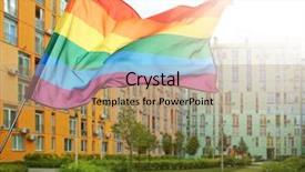  Presentation with gay flag - Audience pleasing slides consisting of civil related - waving gay flag and buildings backdrop and a  colored foreground