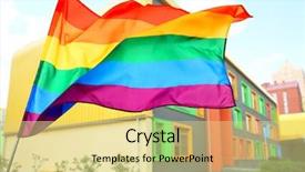  Presentation with gay flag - Theme featuring civil related - waving gay flag and buildings background and a  colored foreground