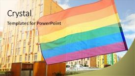  Presentation with gay flag - Amazing PPT layouts having civil related - waving gay flag and buildings backdrop and a  colored foreground
