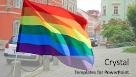  Presentation with gay flag - PPT layouts enhanced with civil related - waving gay flag and city background and a  colored foreground