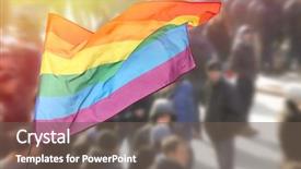  Presentation with gay flag - Beautiful PPT theme featuring civil related - waving gay flag and crowd backdrop and a gray colored foreground