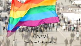  Presentation with gay flag - Slides with civil related - waving gay flag and crowd background and a soft green colored foreground