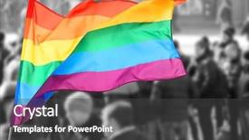  Presentation with gay flag - Cool new PPT theme with civil related - waving gay flag and crowd backdrop and a  colored foreground