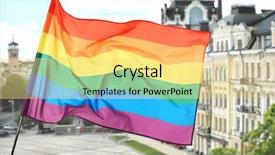  Presentation with gay flag - Colorful slide deck enhanced with civil related - waving gay flag on cityscape backdrop and a  colored foreground