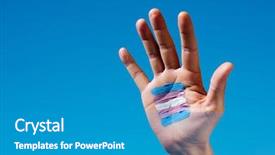  Presentation with blank - Presentation design featuring civil rights - closeup of a transgender flag background and a teal colored foreground