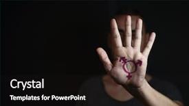  Presentation with hand palm - Slides enhanced with civil rights - closeup of a transgender symbol background and a black colored foreground