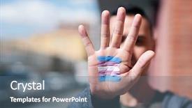  Presentation with transgender flag - Colorful presentation theme enhanced with civil rights - closeup of the palm backdrop and a gray colored foreground