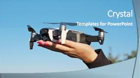  Presentation with drone technology - Colorful presentation theme enhanced with civil technology - drone landing on a woman backdrop and a light blue colored foreground