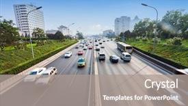  Presentation with traffic - Amazing slide deck having civil traffic in city backdrop and a gray colored foreground