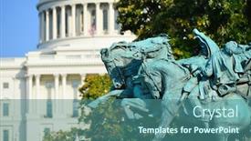  Presentation with united states capitol building - Presentation design with civil-war-statue-and-u background and a ocean colored foreground