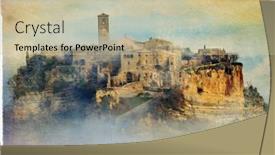  Presentation with ghost - Slide deck having civita-di-bagnoregio-ghost-town background and a mint green colored foreground