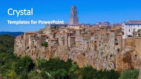  Presentation with tuscany - Theme featuring etruscan - pitigliano medieval town in tuscany background and a teal colored foreground