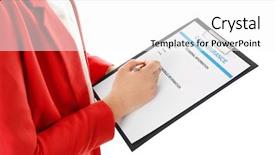  Presentation with homeowners insurance - Beautiful PPT theme featuring claims - insurance agent filling claim form backdrop and a white colored foreground