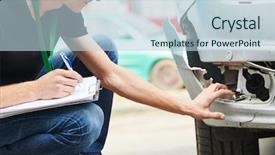  Presentation with recording - Audience pleasing slide deck consisting of claims - insurance agent recording car damage backdrop and a lemonade colored foreground