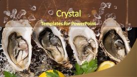  Presentation with oyster mushrooms fresh mushrooms - Slide deck consisting of claire - fresh oysters on a black background and a tawny brown colored foreground