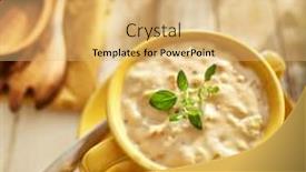  Presentation with clam - Beautiful slide set featuring clam chowder with green herb garnish in square composition backdrop and a yellow colored foreground