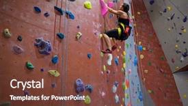  Presentation with rock climbing - Colorful PPT layouts enhanced with clambering - determined woman practicing rock climbing backdrop and a tawny brown colored foreground