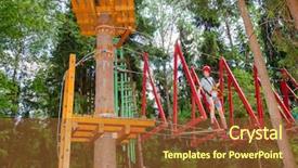  Presentation with obstacle course - PPT layouts consisting of clambering - teenager boy passing hanging rope background and a tawny brown colored foreground