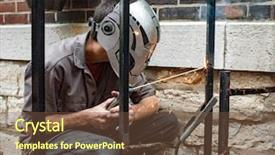  Presentation with welding - Slides enhanced with foundation stones - welder welding repair background and a tawny brown colored foreground