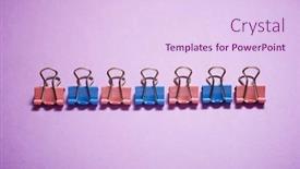  Presentation with panelist table microphones - Amazing slides having clamps-on-a-violet-table backdrop and a sky blue colored foreground