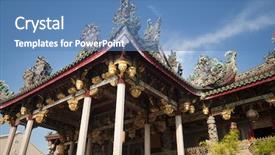  Presentation with malaysia - Beautiful theme featuring clan temple in penang malaysia backdrop and a teal colored foreground