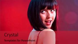  Presentation with safari park beautiful wildlife animal - Colorful PPT theme enhanced with clandestyne - beautiful young brunette woman backdrop and a  colored foreground