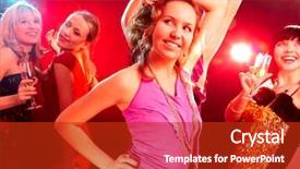  Presentation with masks for a masquerade party - Audience pleasing PPT theme consisting of clandestyne - dance happy young girls backdrop and a  colored foreground