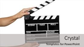  Presentation with traditional - Beautiful slides featuring clap a traditional wooden clapperboard backdrop and a light gray colored foreground