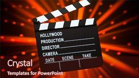  Presentation with shiny - Audience pleasing PPT theme consisting of clap board - clapperboard on shiny background backdrop and a wine colored foreground