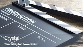  Presentation with clapboard - Cool new slide set with clapboard - clapper board on wooden table backdrop and a gray colored foreground