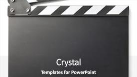  Presentation with clapboard - Colorful PPT theme enhanced with clapboard - clapperboard on white background backdrop and a dark gray colored foreground
