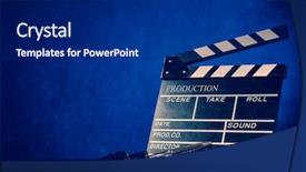  Presentation with clapboard - Cool new presentation theme with clapboard - retro film production accessories still backdrop and a navy blue colored foreground