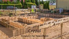  Presentation with house foundation - Colorful PPT theme enhanced with clapboards for concrete foundation backdrop and a coral colored foreground