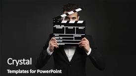 Presentation with actor - Amazing PPT layouts having movie actor - handsome young man wearing backdrop and a dark gray colored foreground
