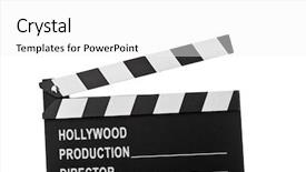  Presentation with clapper - Theme enhanced with clapper board isolated on white background and a white colored foreground