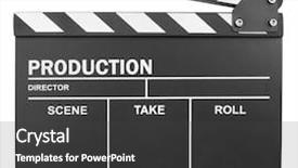  Presentation with clapper - Beautiful presentation theme featuring lens reflex camera with lense backdrop and a dark gray colored foreground