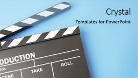  Presentation with clapper - Presentation theme having clapper board on blue background background and a light blue colored foreground