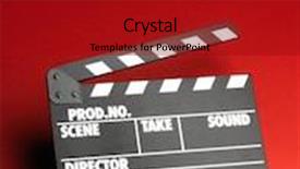  Presentation with clapper - Cool new slides with clapper board on red background backdrop and a crimson colored foreground