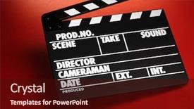  Presentation with clapper - Presentation theme having clapper board on red background background and a  colored foreground