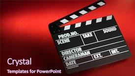  Presentation with clapper - Beautiful PPT theme featuring clapper board on red background backdrop and a wine colored foreground
