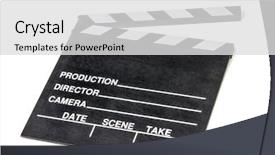  Presentation with clapper - Slides featuring clapper board on white background background and a light gray colored foreground
